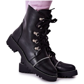 PG1 Stivali classici in pelle nera Daiane allacciati nero