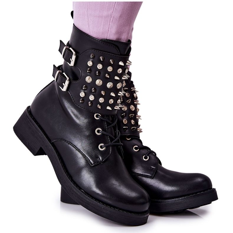 Stivali Con Borchie Sulla Cerniera Nero Laurena