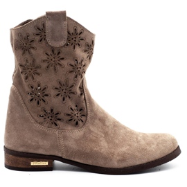 Olivier Comodi stivali traforati beige Janet
