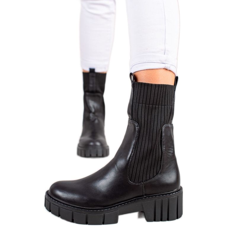 Laura Mode Stivali Chelsea slip-on sulla piattaforma nero