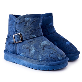 Stivali Da Neve Per Bambini Con Pelliccia Blu Navy Kawai