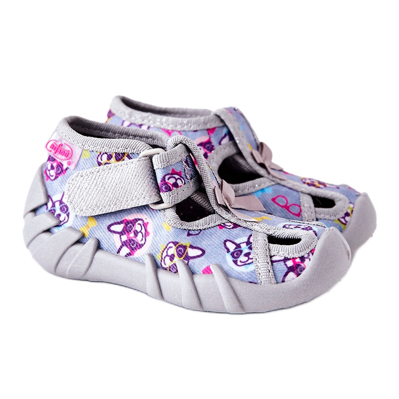 BEFADO S.A. Ciabatte Inblu Con Velcro 190P093 Grigio-Blu