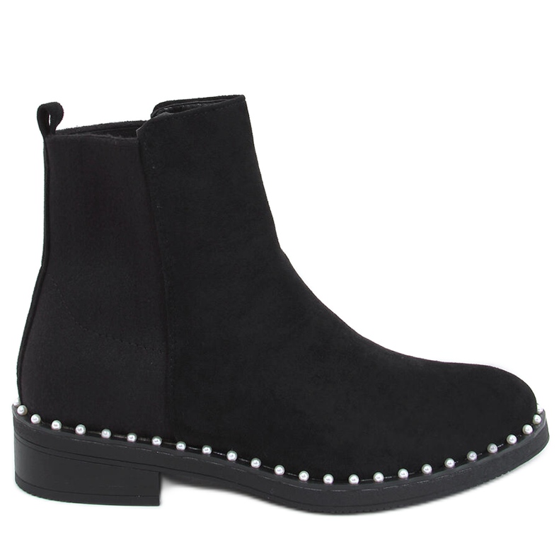 Stivaletti Chelsea con perle Lando Black nero