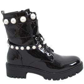 Borse laccate con perle Beni Black nero