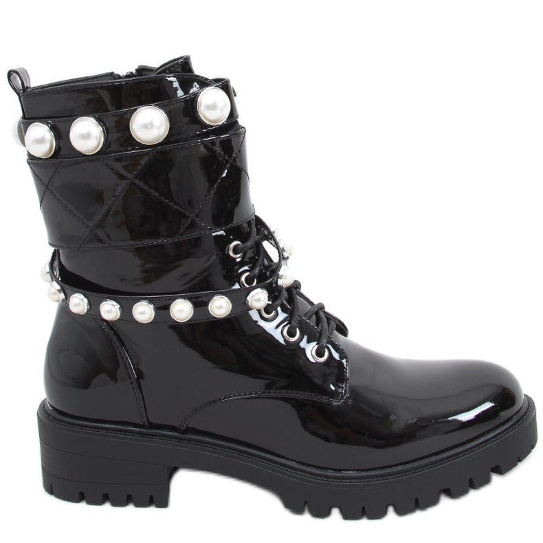 Borse laccate con perle Beni Black nero