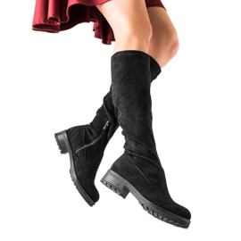TRENDI Stivali casual in pelle scamosciata nero