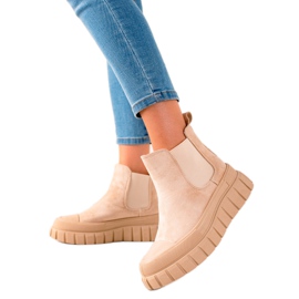 TRENDI Stivali Chelsea alla moda sulla piattaforma beige