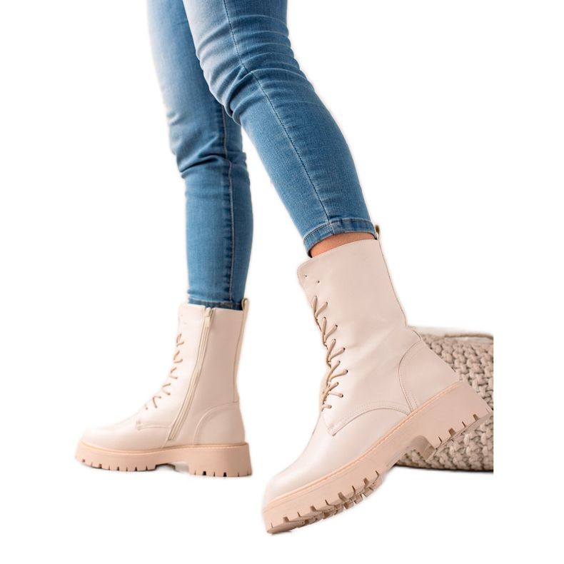 Bona Stivali beige Trapper in ecopelle