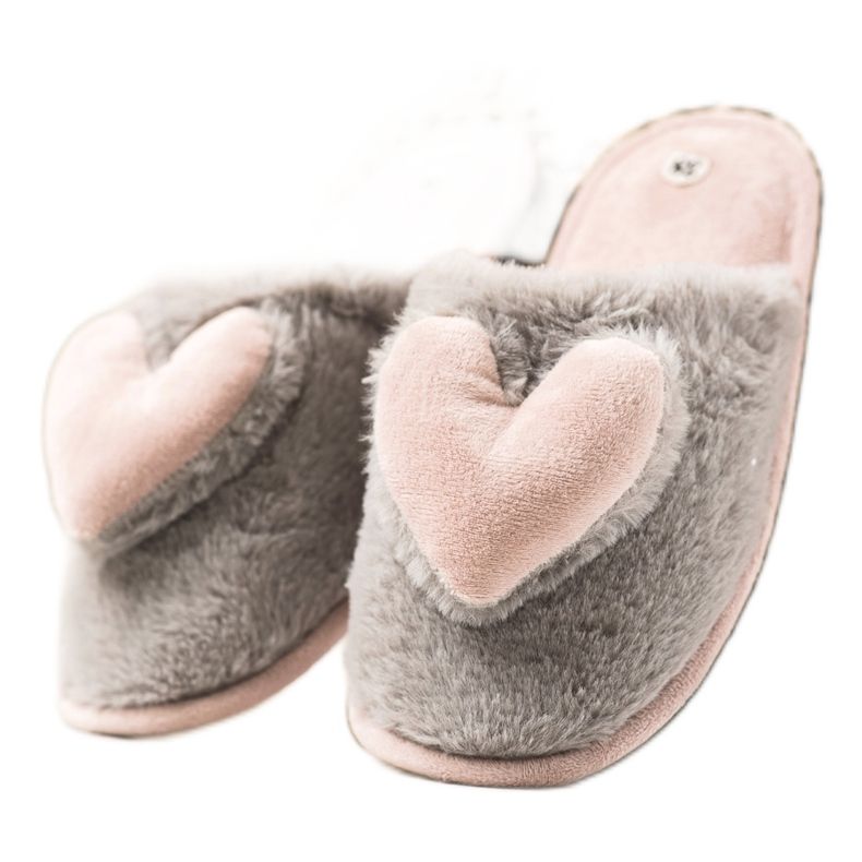 TRENDI Pantofole Con Un Cuore rosa d'argento grigio