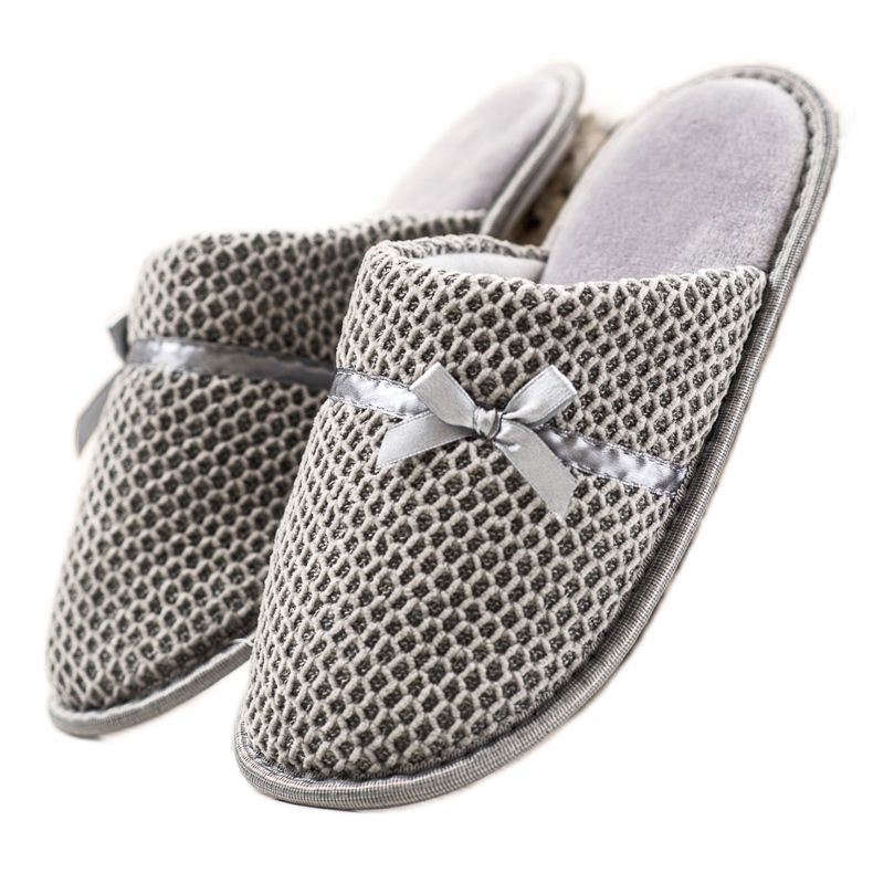 TRENDI Pantofole Grigie Con Fiocco d'argento grigio