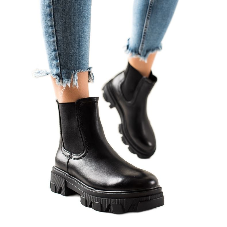 Seastar Stivaletti Chelsea alla moda sulla piattaforma nero