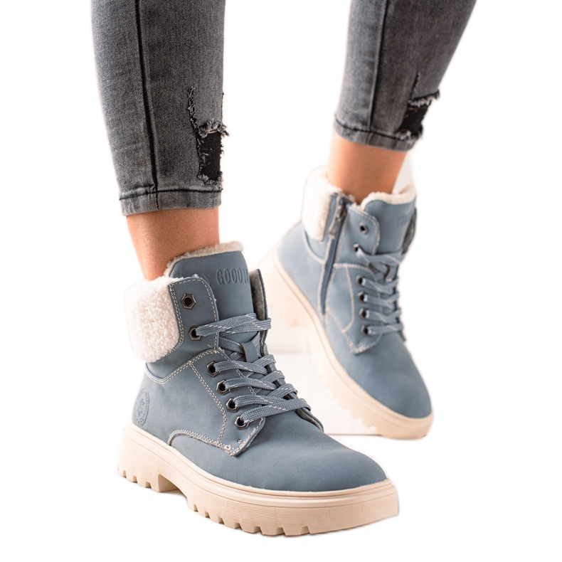 Goodin Trapper alla moda realizzati in ecopelle beige blu