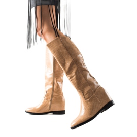 TRENDI Stivali Con Zeppa In Ecopelle beige