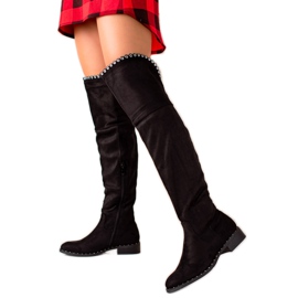 Lucky Shoes Stivali con ornamenti d'argento nero