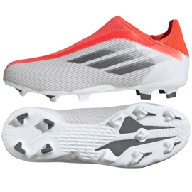 Scarpe da calcio Adidas X Speedflow.3 Ll Fg Jr FY3256 rosso, bianco e grigio arance e rossi