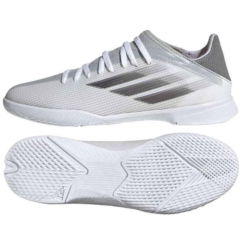 Scarpe da calcio Adidas X Speedflow.3 In Jr FY3315 grigio, bianco sfumature di grigio