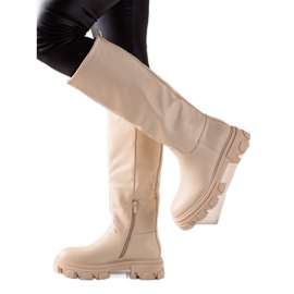 TRENDI Stivali Con Ecopelle Sulla Piattaforma beige