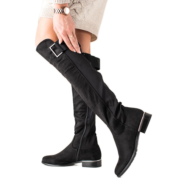 Queentina Stivali piatti alla moda nero