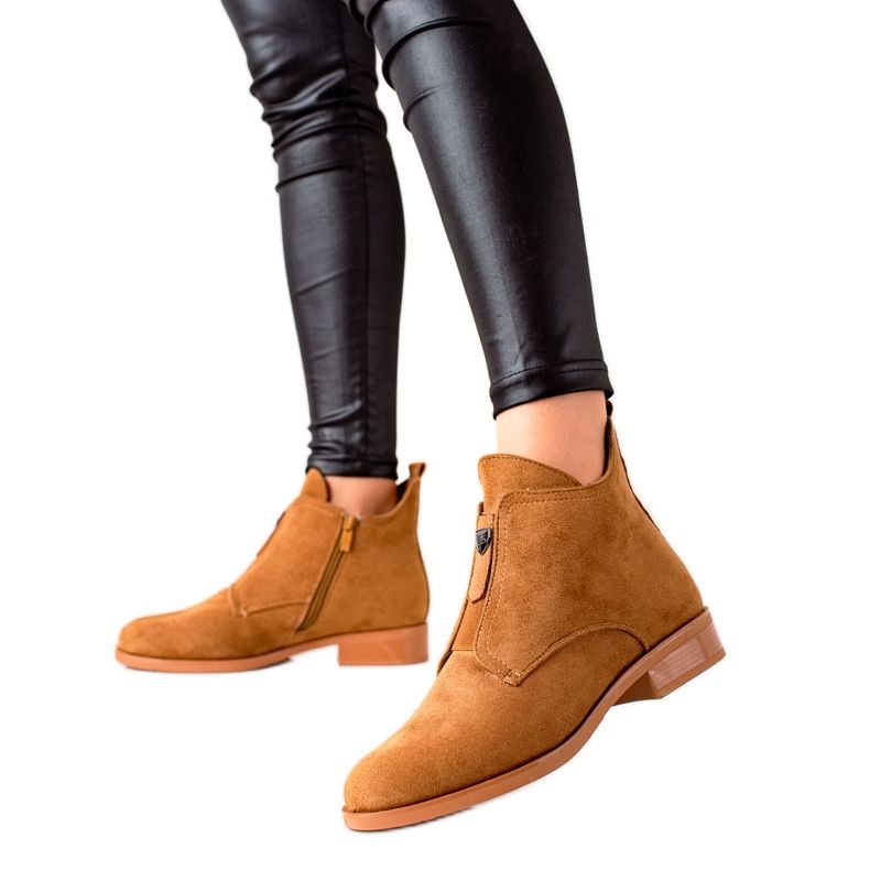 Camo Stivali caldi con cerniera marrone giallo