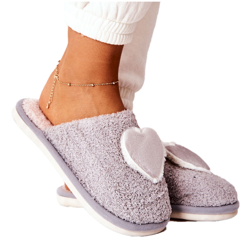 Pantofole da donna con battito cardiaco grigio
