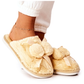 Pantofole In Pelliccia Gialla Pamppy Con Pompon beige écru
