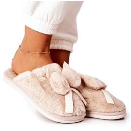 Pantofole In Pelliccia Con Pompon Beige Pamppies