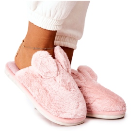 Pantofole Di Pelliccia Con Orecchie Di Thorpe Rosa