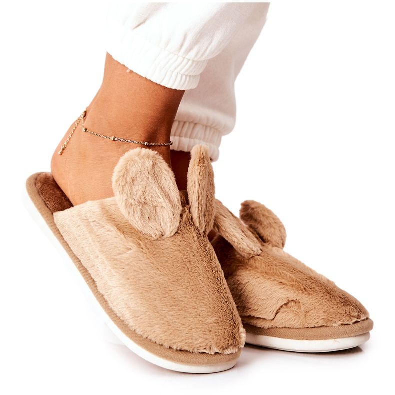 Ciabatte In Pelliccia Con Orecchie Beige Thorpe marrone