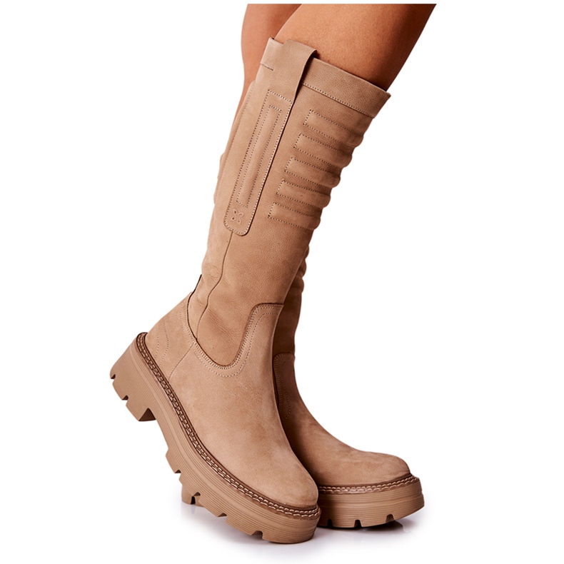 Stivali Maciejka in pelle Beige 05277-04