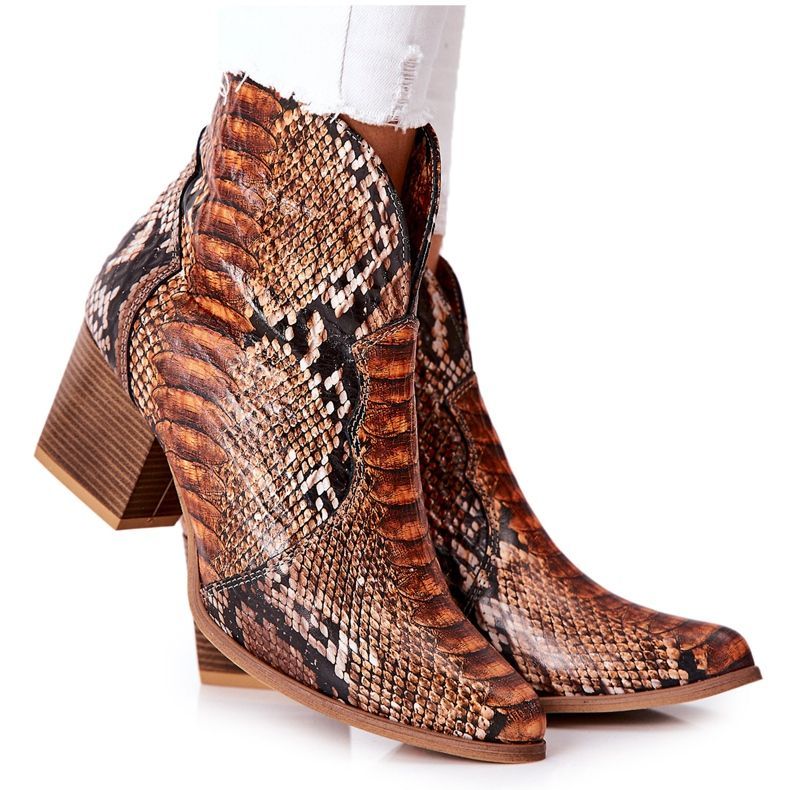 Lewski Shoes Stivali da cowboy Lewski Brown Snake Pattern EV28 marrone