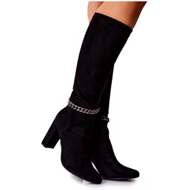 Stivali da donna in pelle scamosciata neri Laura Messi 2292 nero