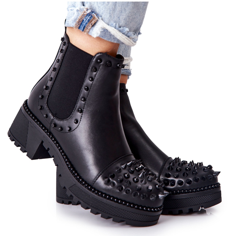 PG1 Stivali Jodhpur Comoni Neri Con Jets nero
