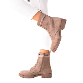 Bestelle Trapper in pelle scamosciata beige