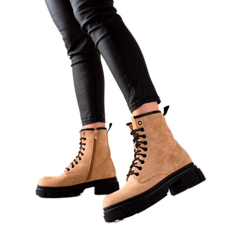 Super Me Trappers in pelle scamosciata beige