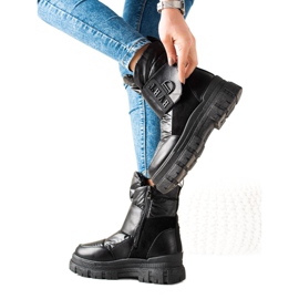 TRENDI Stivali da neve caldi con velcro nero