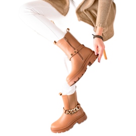 TRENDI Stivaletti alti con catena beige