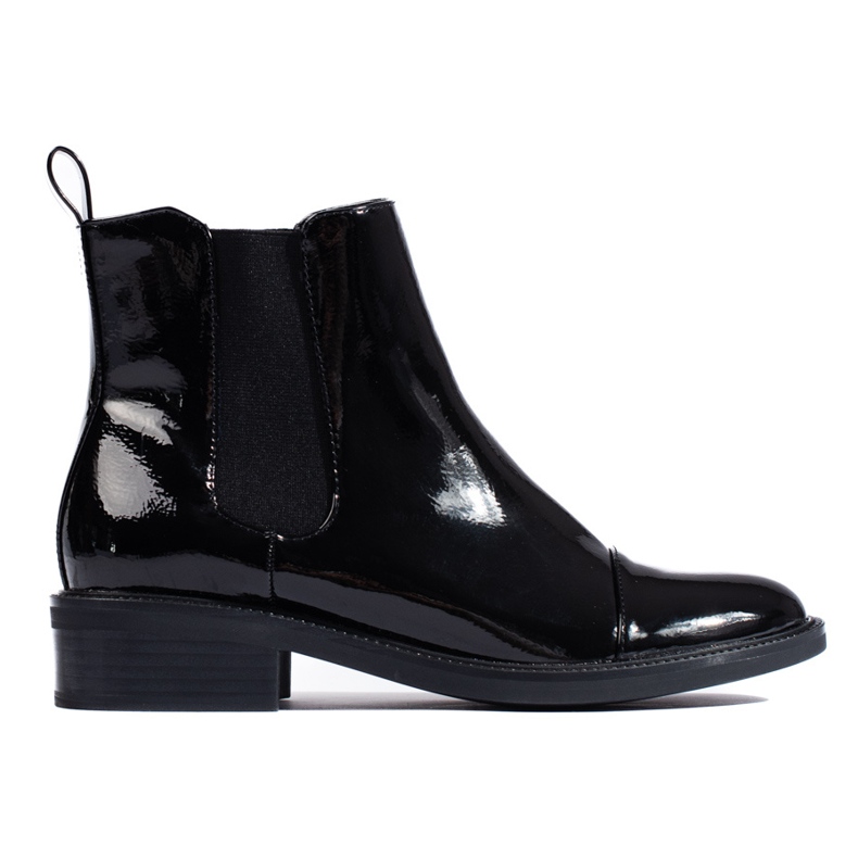 TRENDI Eleganti stivaletti Chelsea laccati nero