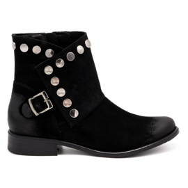 Exquisite Stivali da donna in pelle con borchie 1198 nero