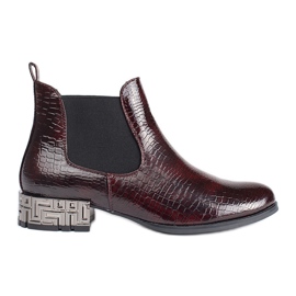 Sergio Leone Stivaletti Chelsea con tacco decorativo marrone rosso
