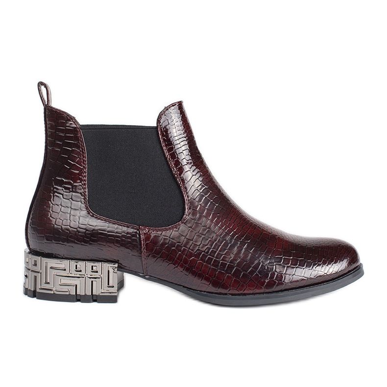 Sergio Leone Stivaletti Chelsea con tacco decorativo marrone rosso