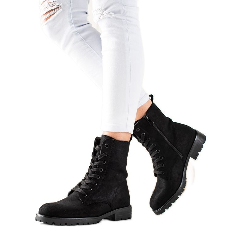 Bestelle Trapper in pelle scamosciata nero