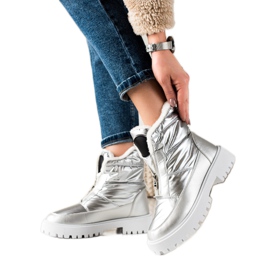 TRENDI Stivali da neve lucidi argento