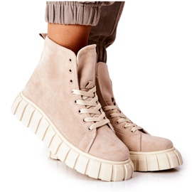 Sneakers alte in pelle scamosciata su una piattaforma Meniphise beige