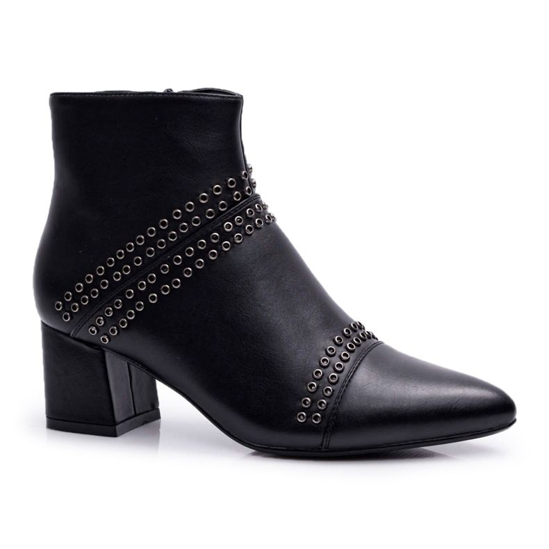 PS1 Stivali Da Donna Con Tacco In Spitz Con Rivetti Nero Prima