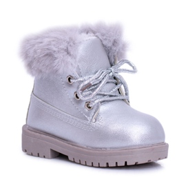 Stivali da bambino caldi argento Trappers Fobos