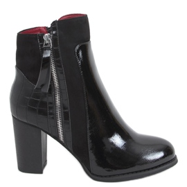 Stivali con tacco alto, laccati Flame Black Mirror nero