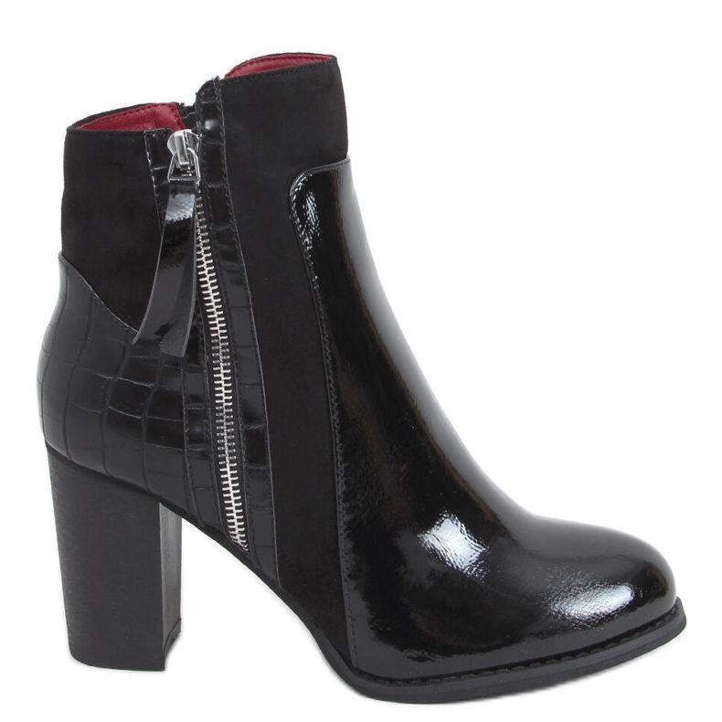 Stivali con tacco alto, laccati Flame Black Mirror nero