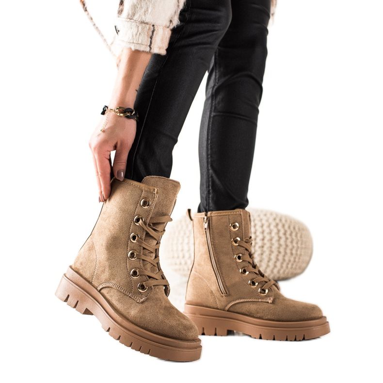 TRENDI Trapper in camoscio marrone beige