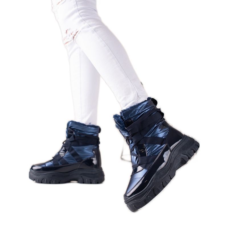 TRENDI Stivali da neve scintillanti blu navy
