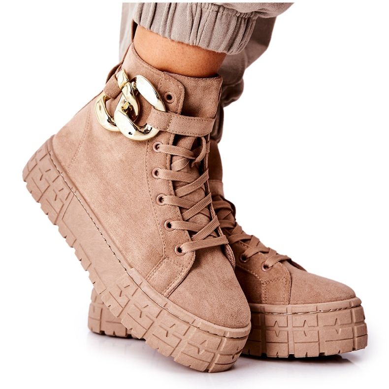 Sneakers Alte Su Una Piattaforma Evenia Beige Scuro cachi